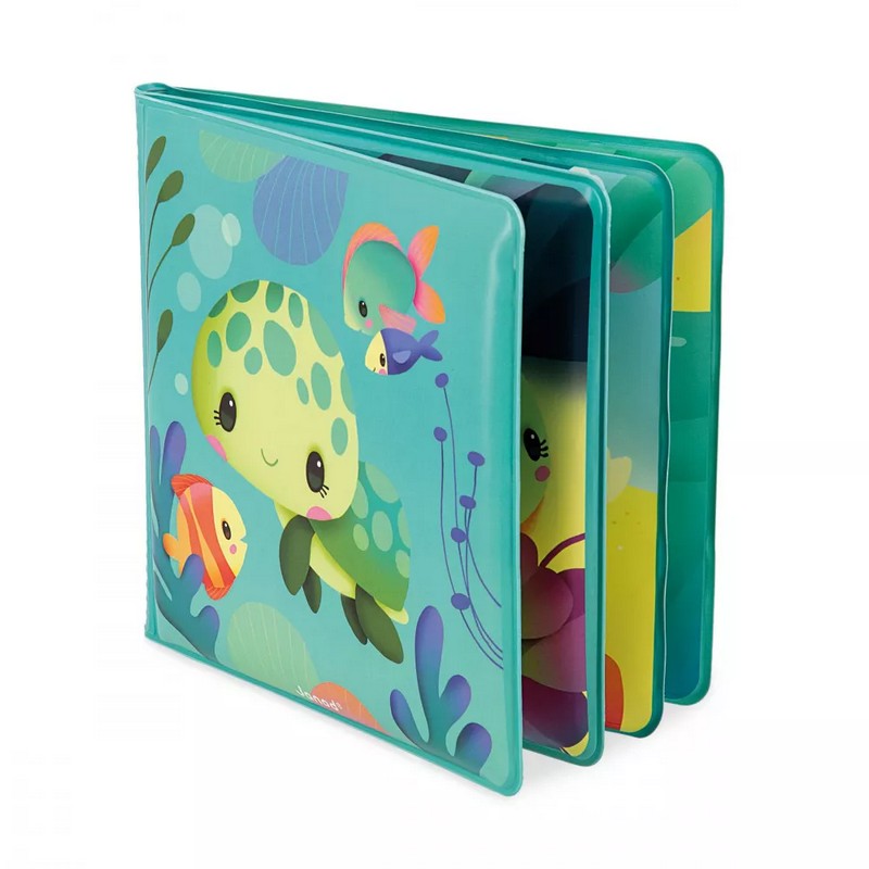 Libro magico da bagno che cambia a contatto con l'acqua con illustrazioni che mostrano la vita delle tartarughe